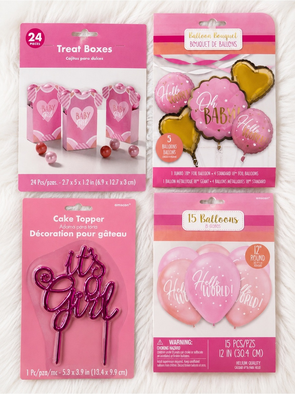 Party Essentials Baby Girl Pink Balloon & Treat Box set